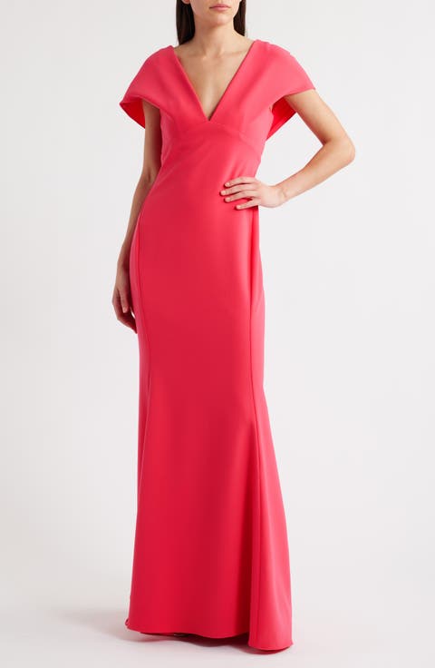 Flutter Sleeve Crepe Gown