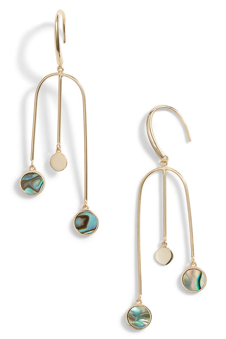 Argento Vivo Swing Drop Mother of Pearl Earrings, Main, color, ABALONE/ GOLD