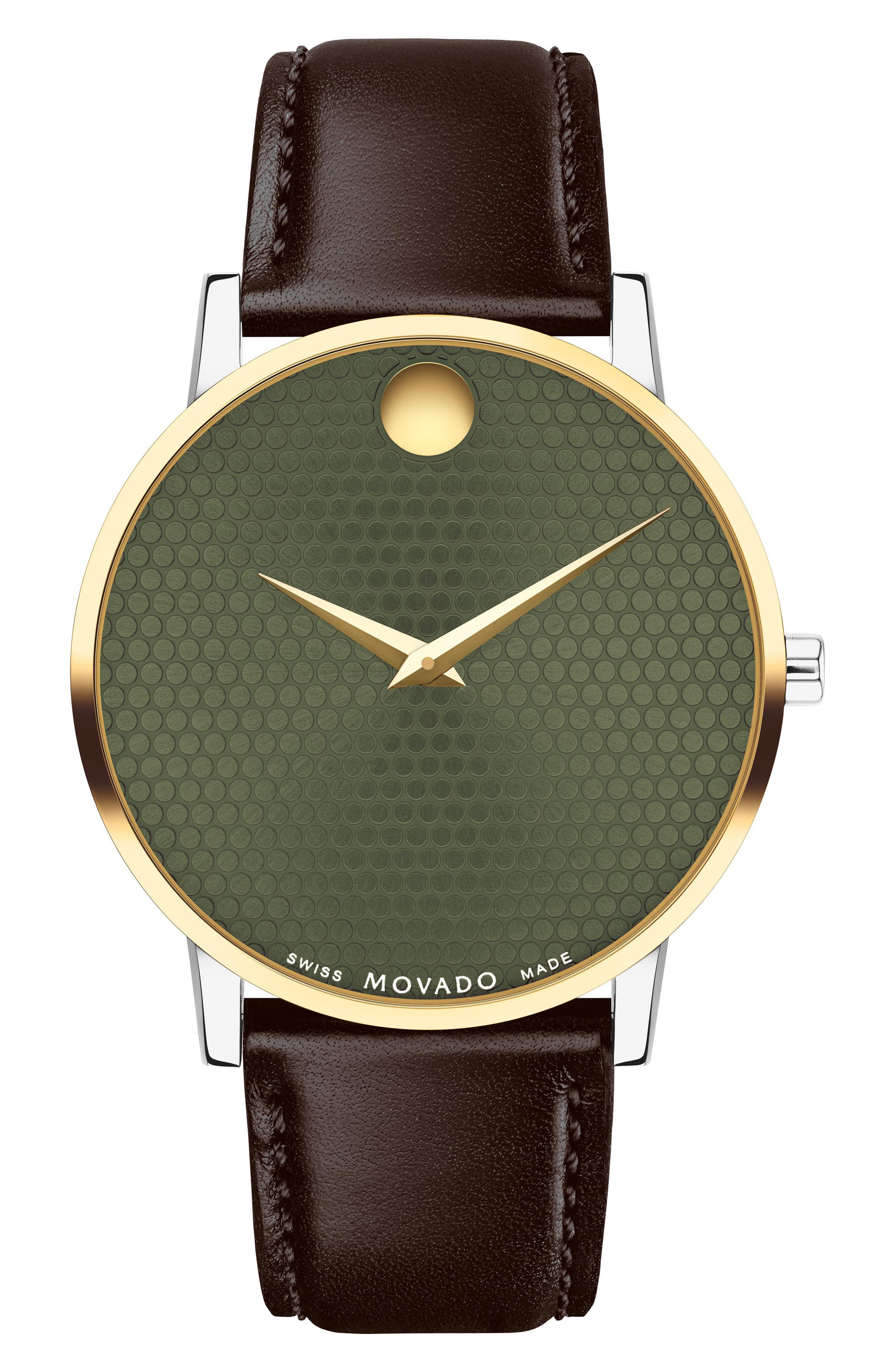 Movado Museum Classic Leather Strap Watch, 40mm in Green 