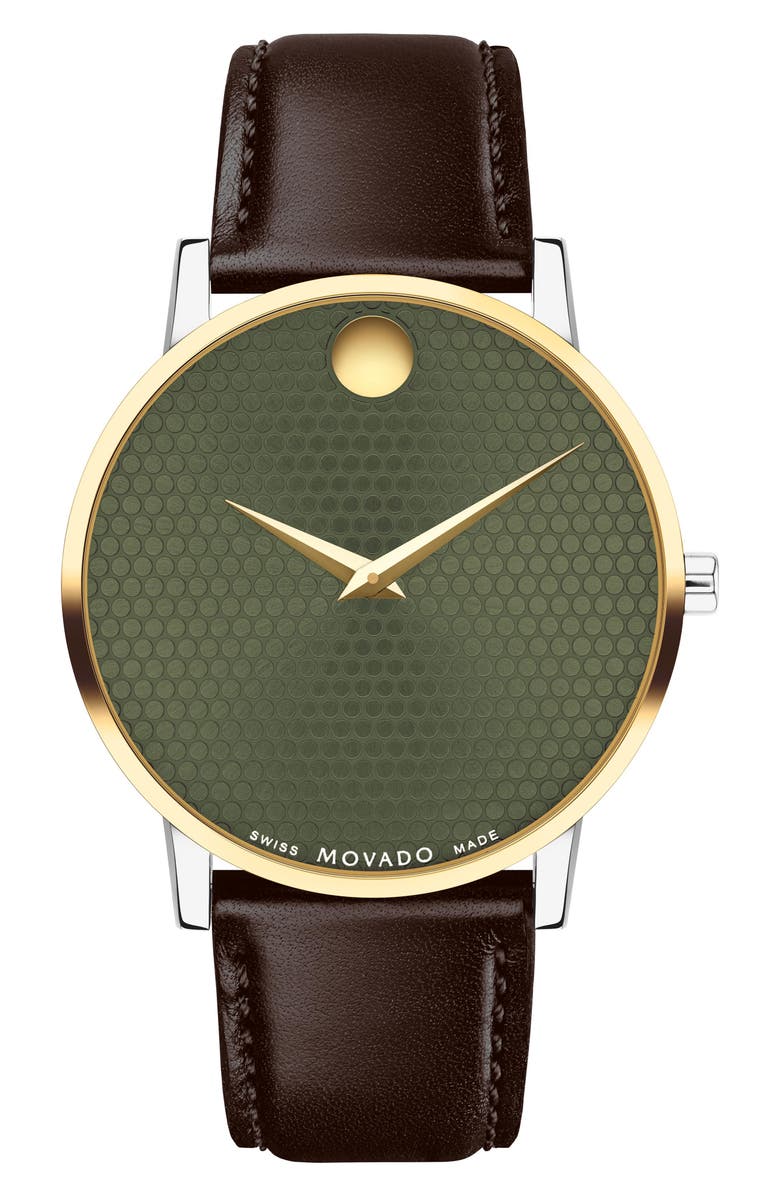 Movado Museum Classic Leather Strap Watch, 40mm, Main, color,