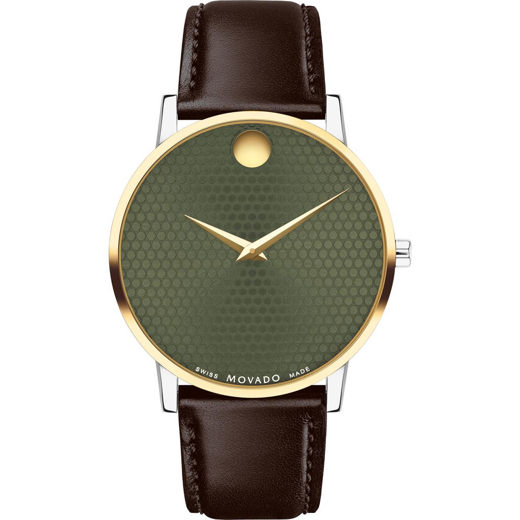 Movado Museum Classic Leather Strap Watch, 40mm in Green