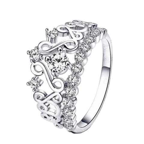 Princess Crown Ring with Cubic Zirconia Stones