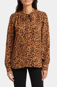 NYDJ Tie Neck Button-Up Shirt