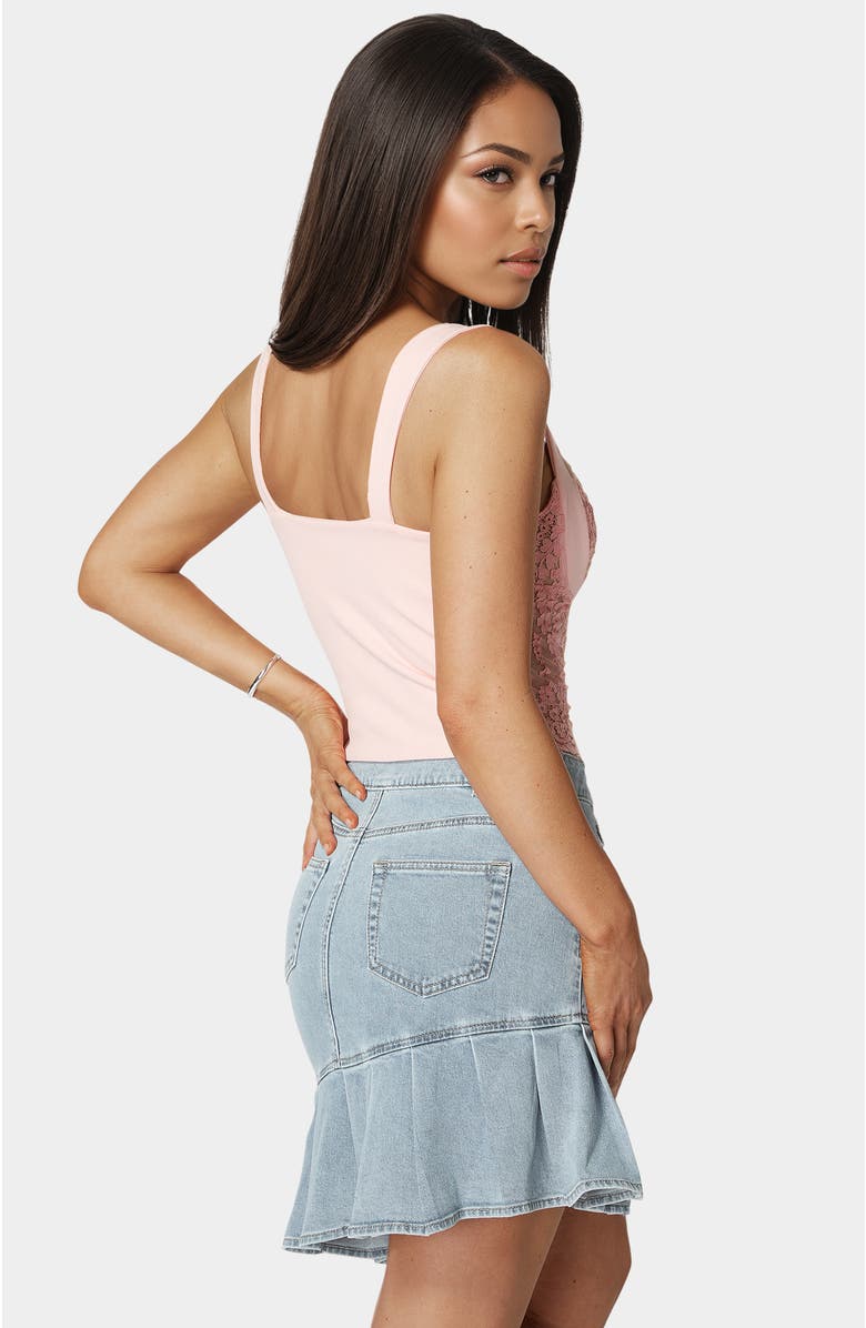 bebe Lace Sweetheart Top, Alternate, color, Peony