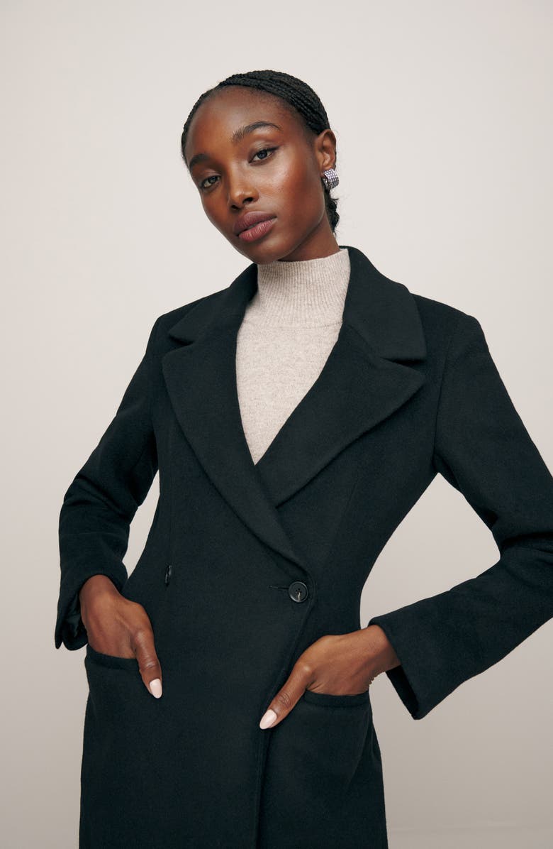 Reformation Oscar Nipped Waist Recycled Wool Blend Double Breasted Coat, Alternate, color,