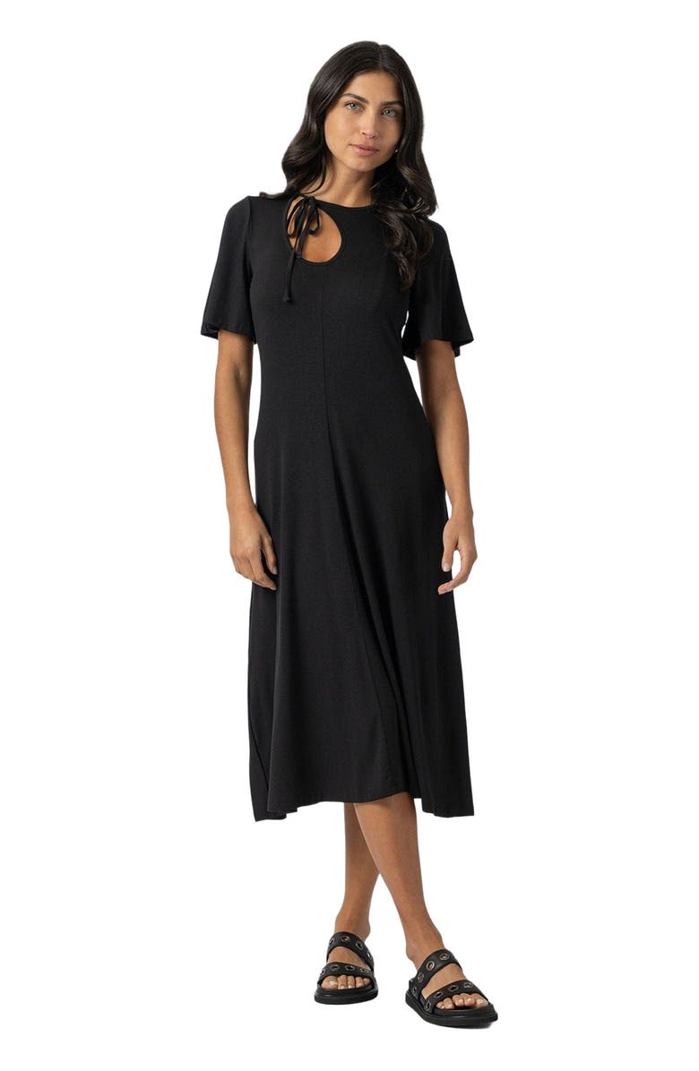 Saint + Sofia Freya Tie Dress, Alternate, color, Black