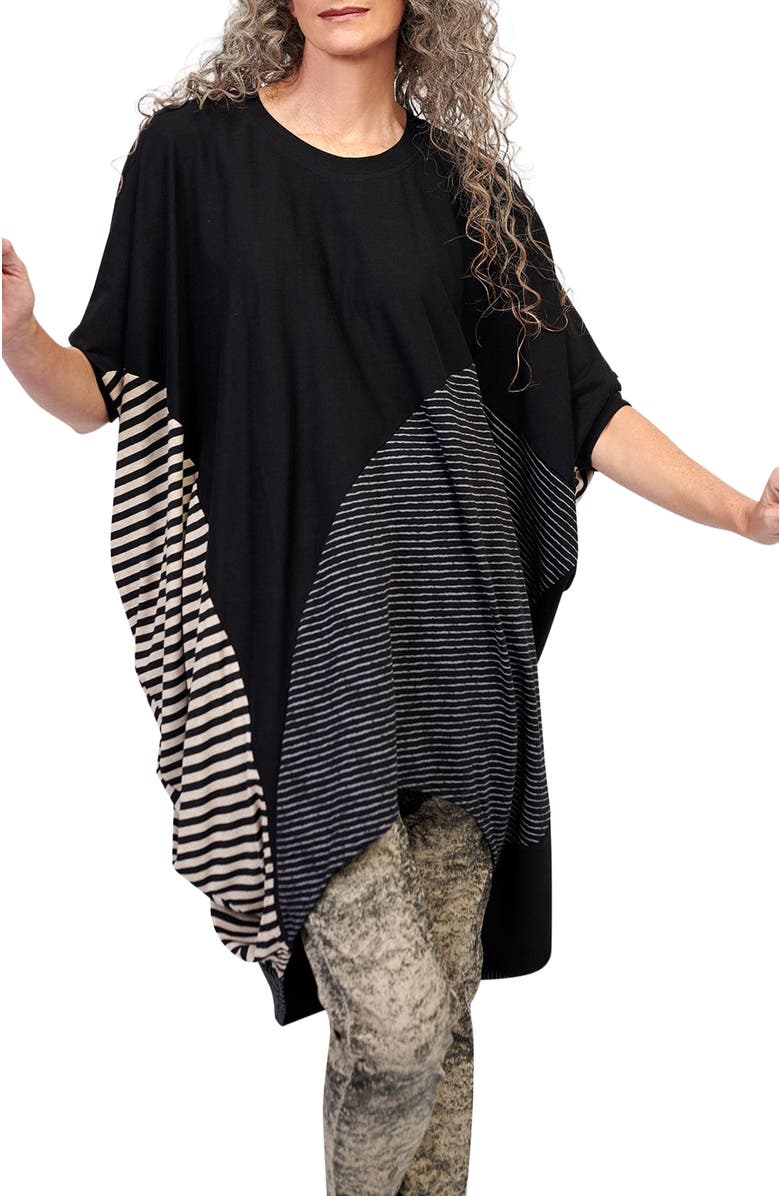 Alembika Jersey stripes patchwork oversized tunic, Alternate, color, 