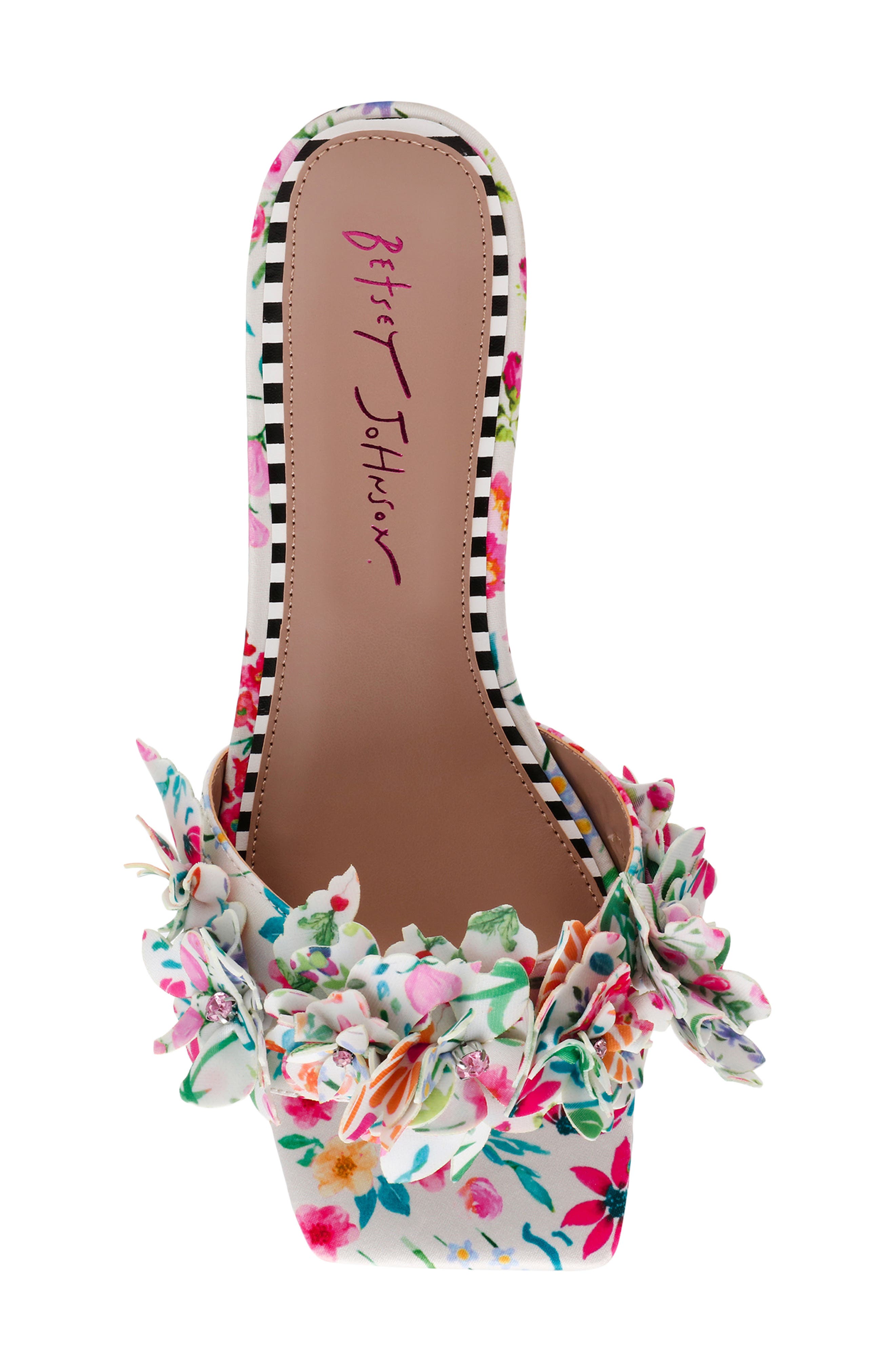 Betsey Johnson Glorria Slide Sandal, Alternate, color, Natural Floral Multi
