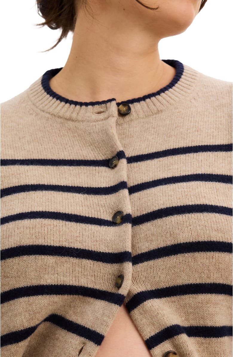 HATCH The Celine Contour Cardigan, Alternate, color, Oat/Navy