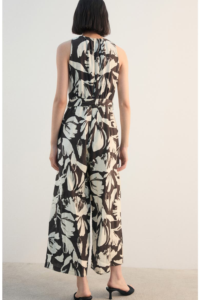 Wide Leg Floral Crop Jumpsuit, Alternate, color, CHOCOLATE