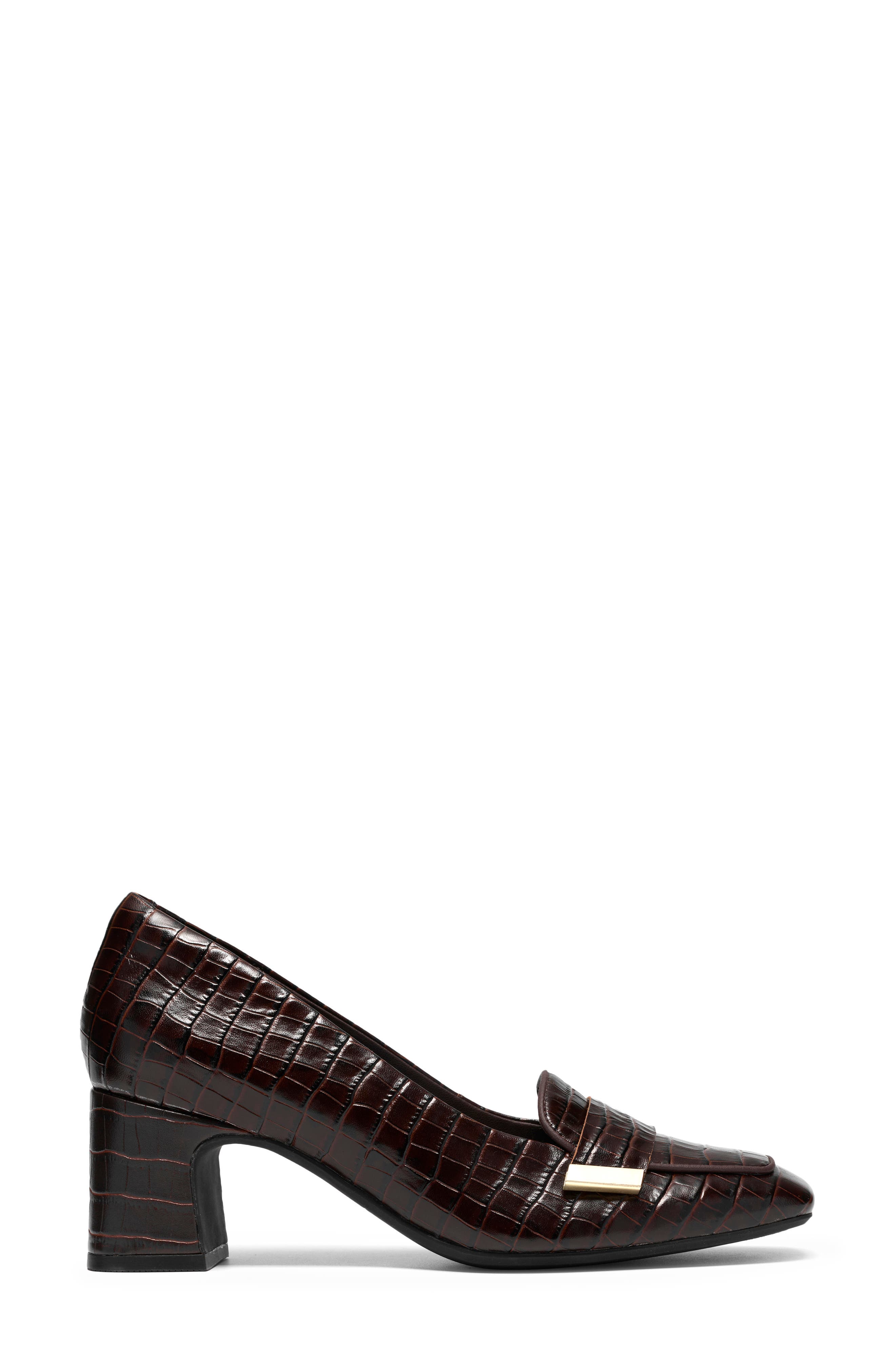 Fernie Edge Croc Embossed Leather Pump, Alternate, color, DARK BROWN CROC