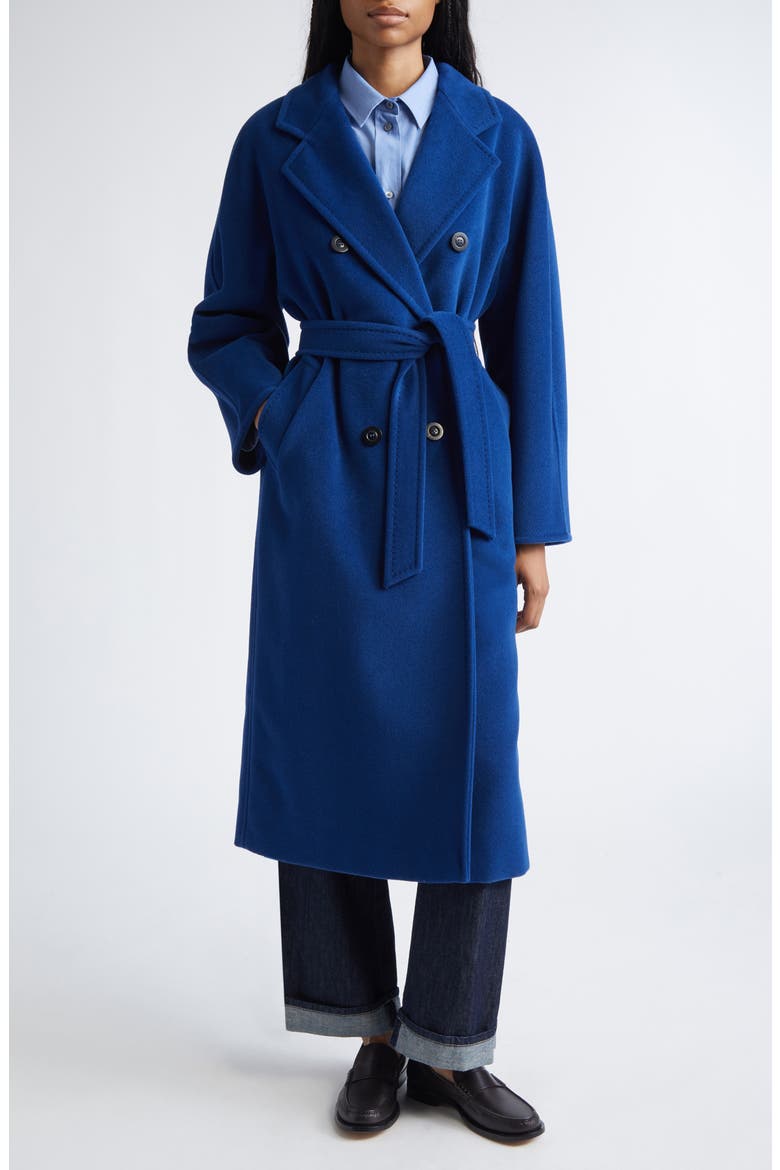 Madame Double Breasted Wool & Cashmere Coat, Main, color, CHINA BLUE