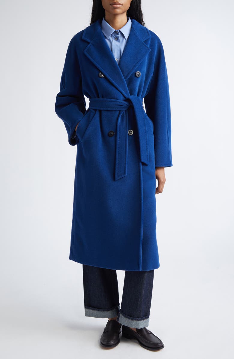 Max Mara Madame Double Breasted Wool & Cashmere Coat, Main, color, China Blue