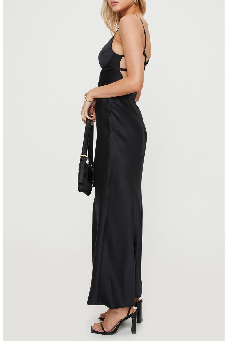 Ravia Satin Maxi Slipdress, Alternate, color, BLACK