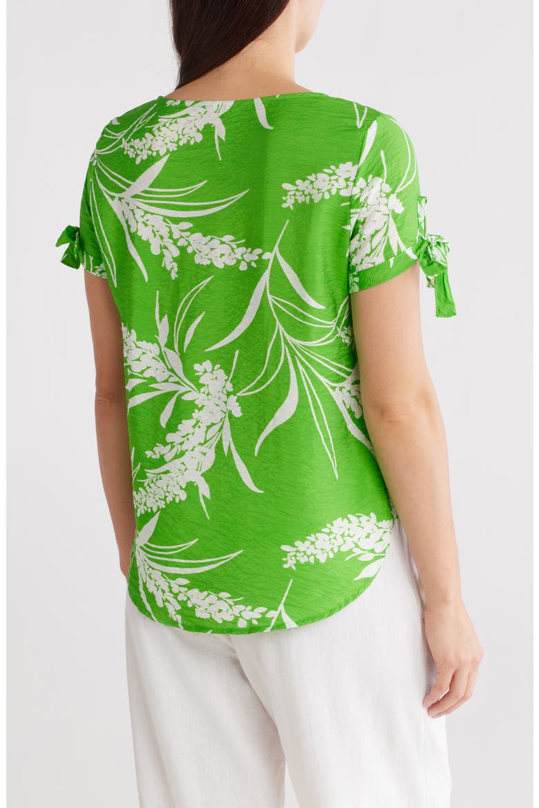 Floral Short Sleeve High-Low Top, Alternate, color, GREEN