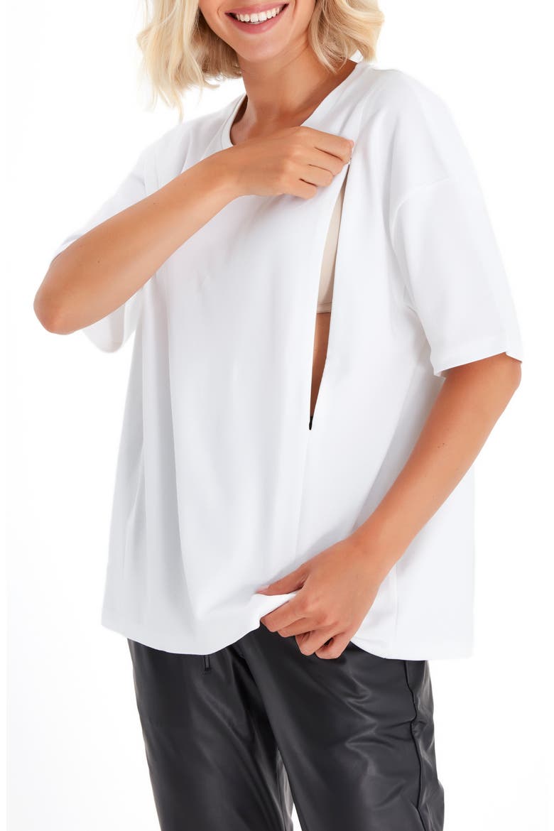 Anytime Anywhere Side Zip Maternity/Nursing T-Shirt, Alternate, color, WHITE