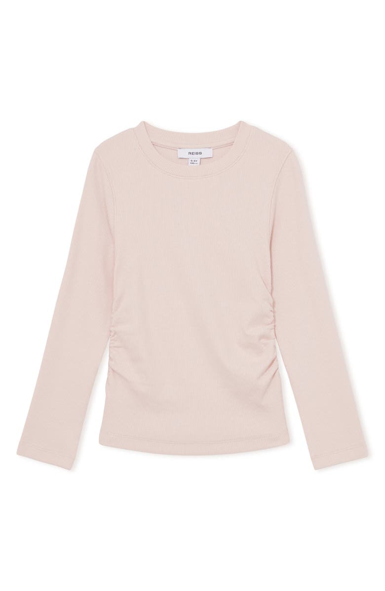 Reiss Kids' Trina Ruched Rib Sweater, Main, color, Pale Pink