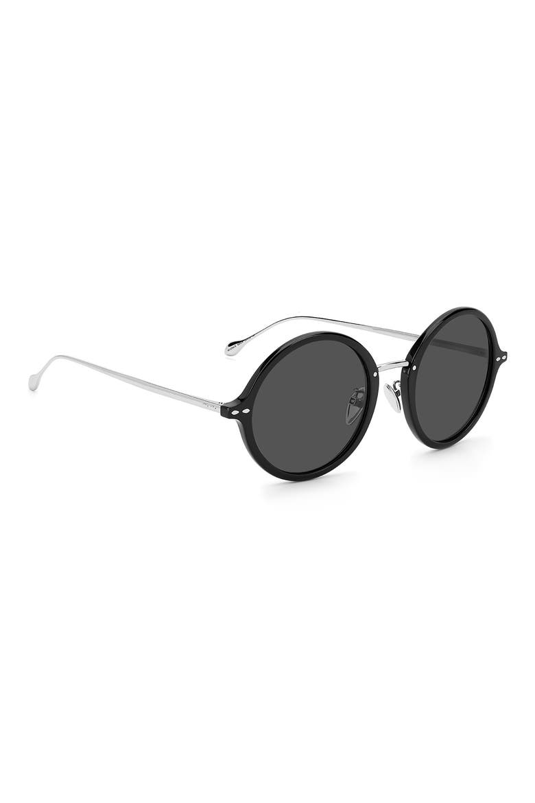 53mm Round Sunglasses, Alternate, color, BLACK SILVER / GREY