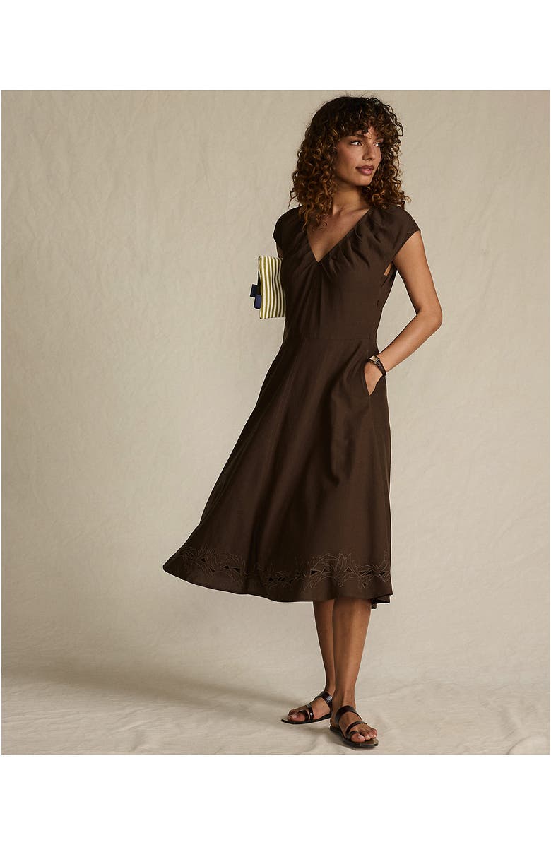 Lands
 End Cotton Blend Short Sleeve Midi Dress with Cutwork, Alternate, color, 