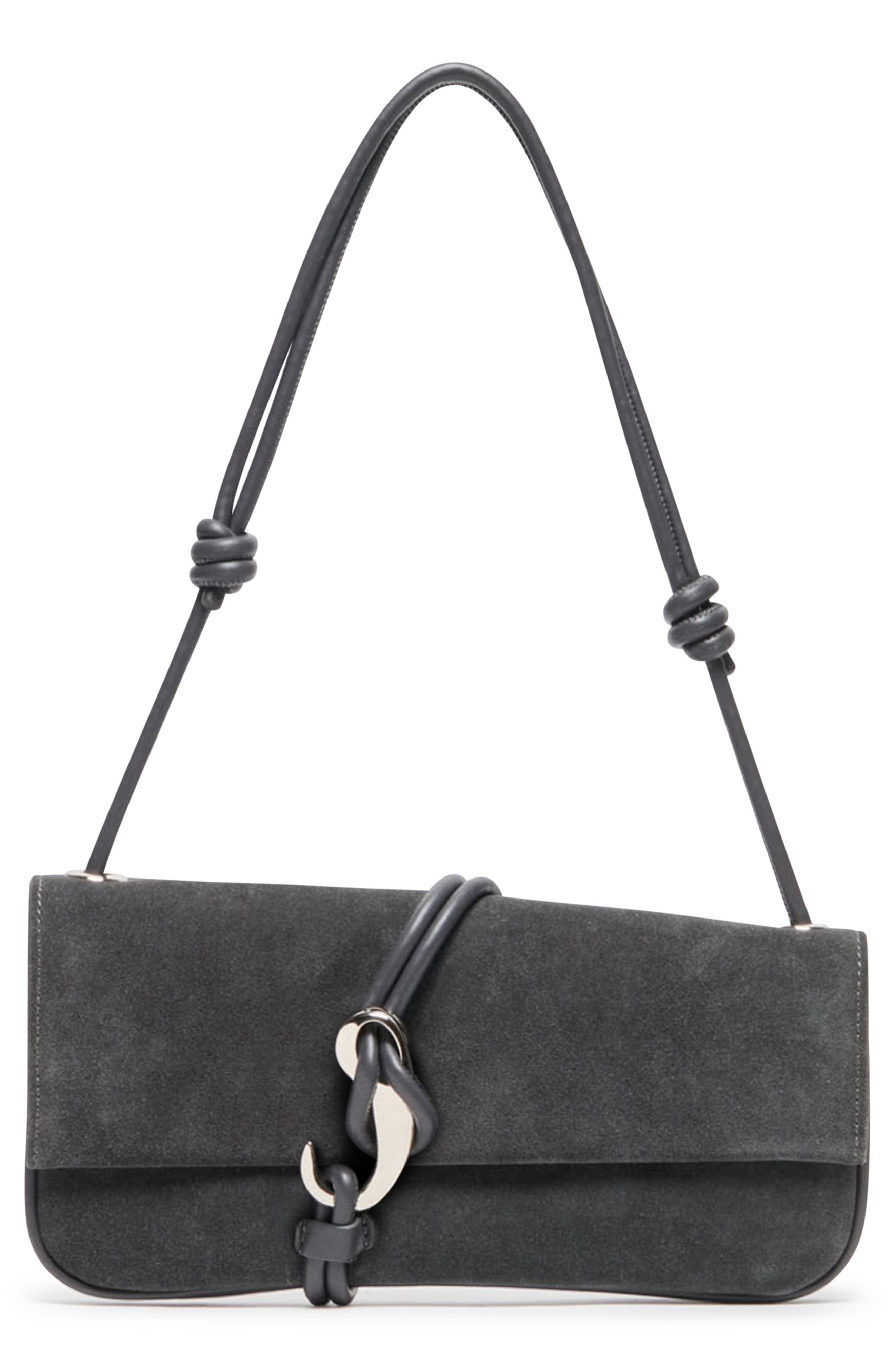 Alice Suede Shoulder Bag, Main, color, GUNMETAL