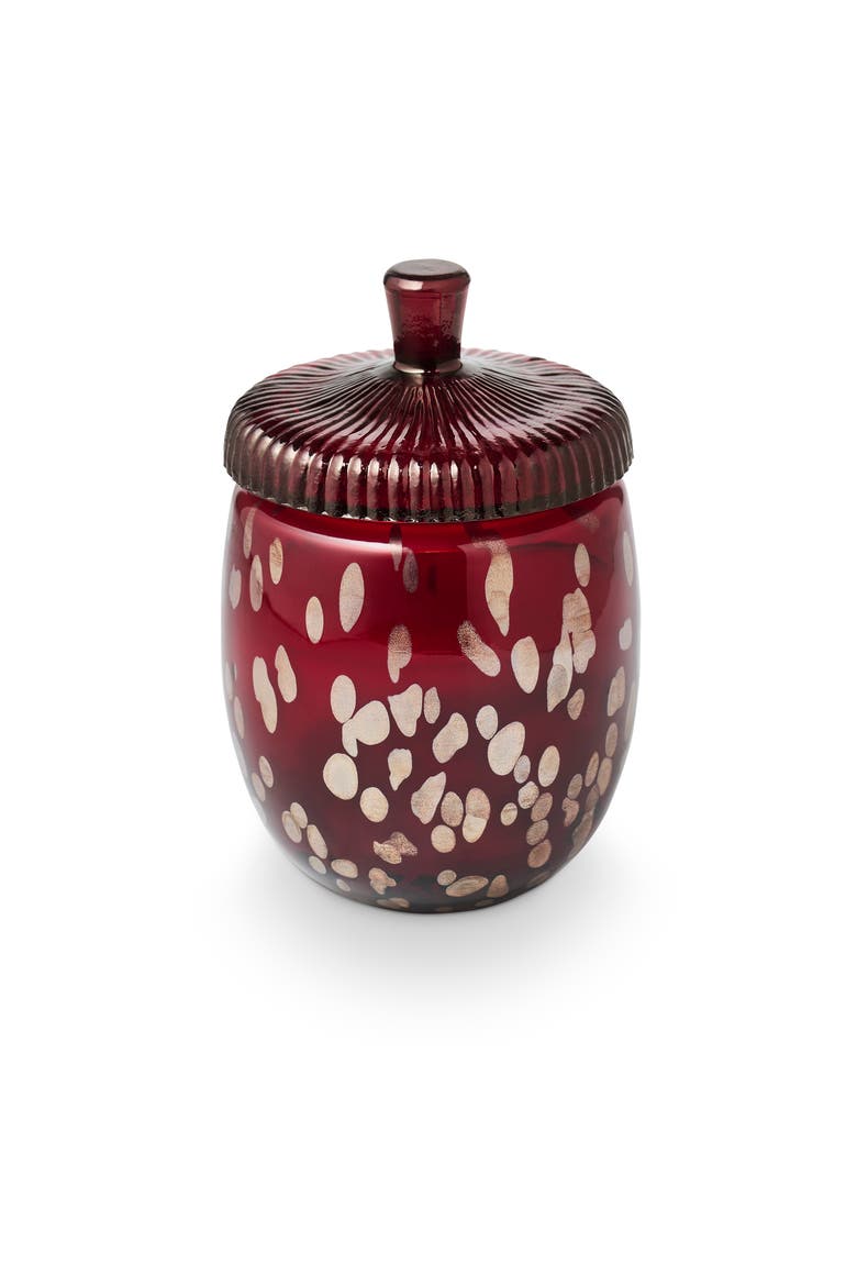Beautifully Done Seasonal Crimson Woods Glass Acorn Candle, Main, color, Red