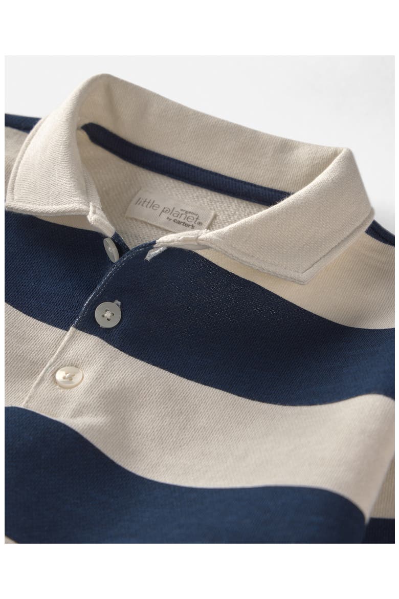Kids' Stripe Organic Cotton Polo Sweatshirt, Alternate, color, LP BLUE RUGBY STRIPE