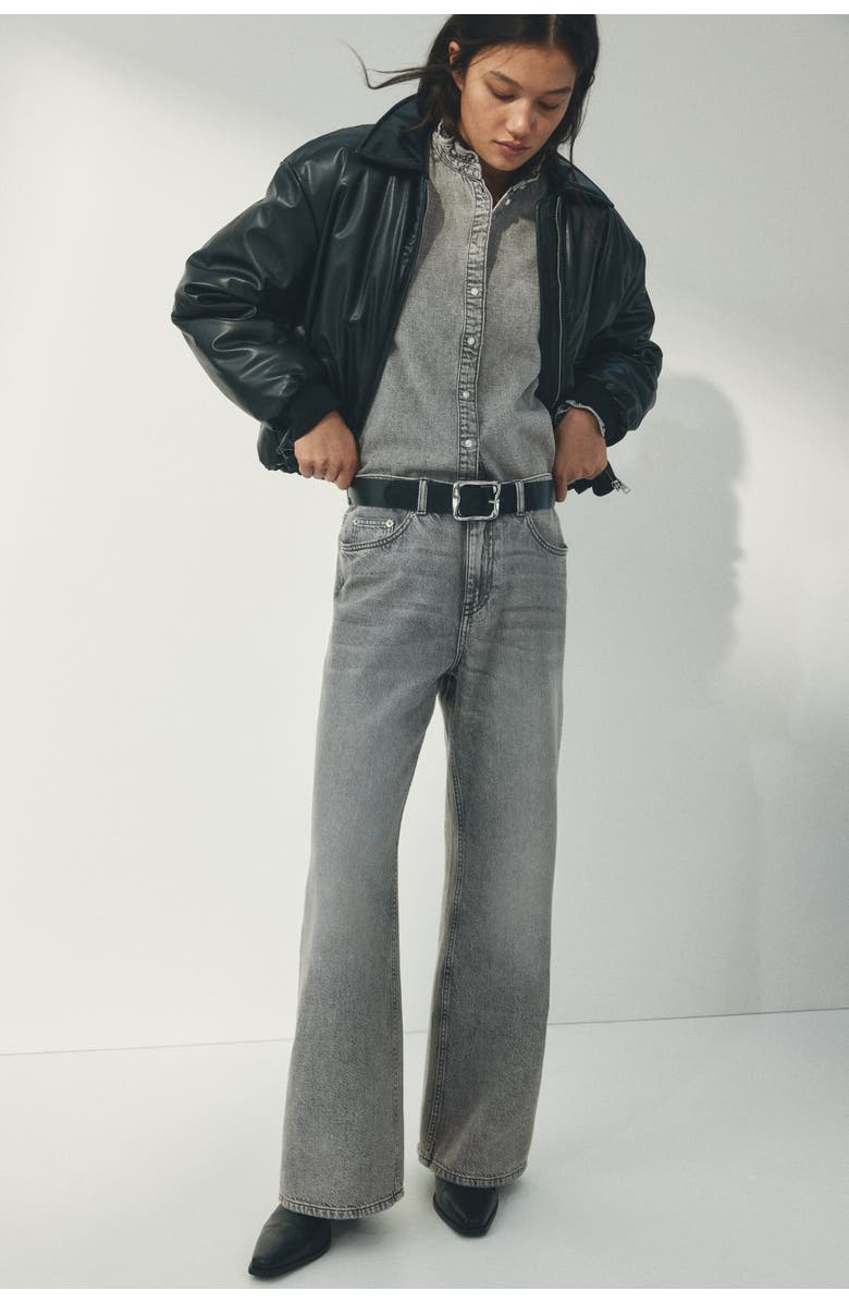 H&M Baggy Regular Waist Jeans, Alternate, color, Light Gray