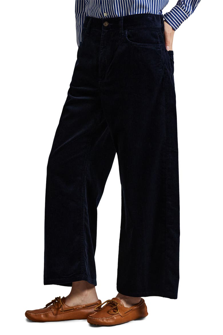 Wide Leg Crop Corduroy Pants, Main, color, NAVY