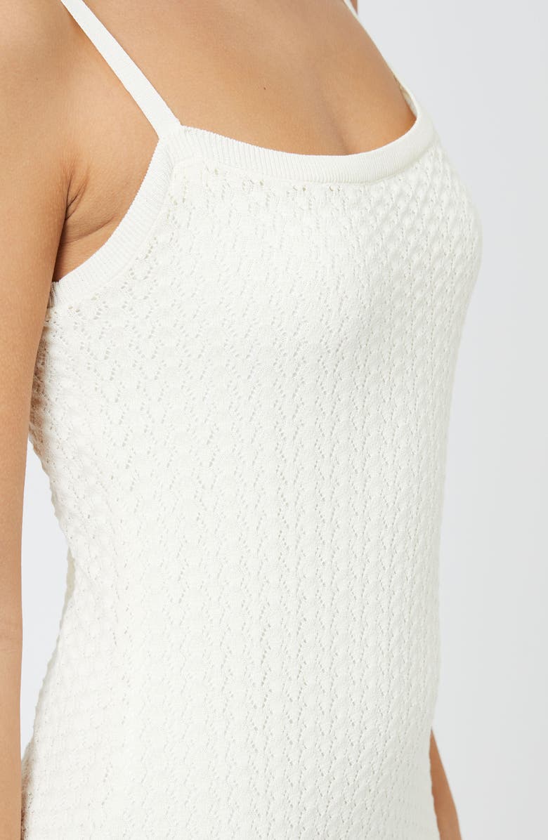 French Connection Cotton Blend Pointelle Sweater Maxi Dress, Alternate, color, Cream