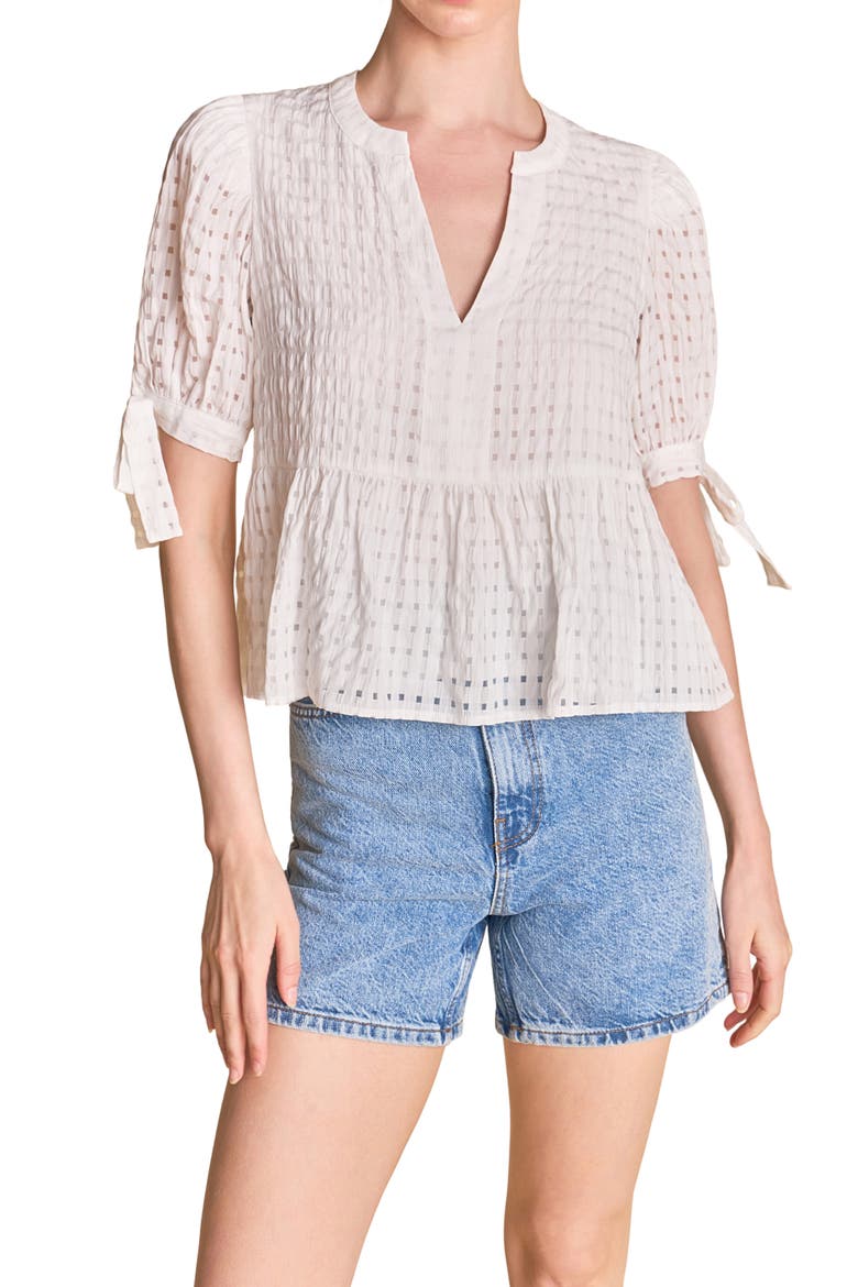 Gingham Poplin Top, Alternate, color, WHITE