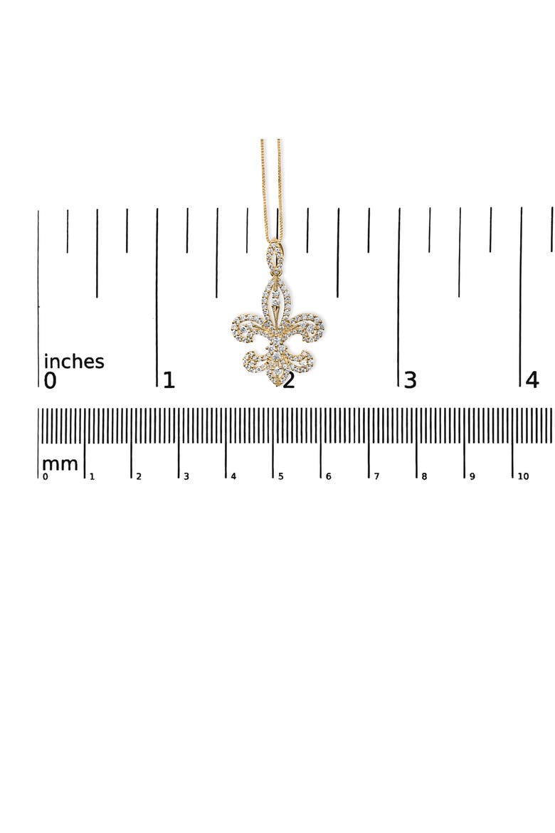 14K Yellow Gold 1.00 Cttw Round Diamond Fleur De Lis Pendant Necklace, Alternate, color, Yellow