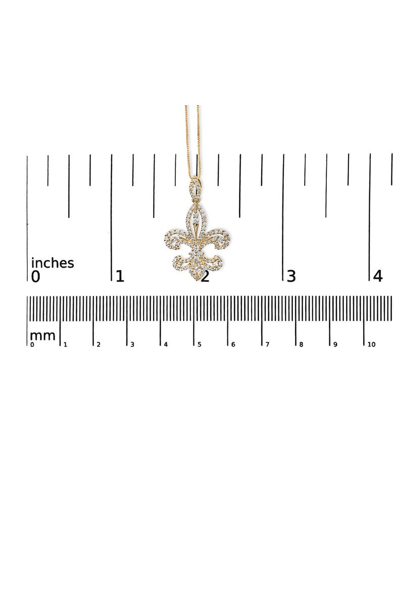 Haus of Brilliance 14K Yellow Gold 1.00 Cttw Round Diamond Fleur De Lis Pendant Necklace, Alternate, color, Yellow
