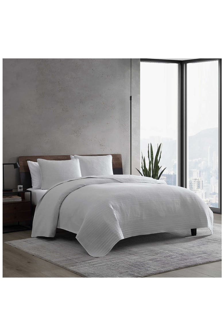 Washed Channel Solid Microfiber Quilt & Sham Set, Alternate, color, MEDIUM / DARK GREY