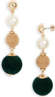 Nordstrom Orb Velvet & Faux Pearl Drop Earrings