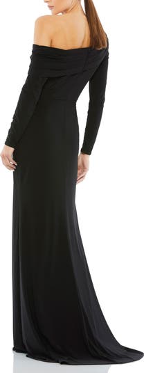 Drop Shoulder Long Sleeve Column Gown