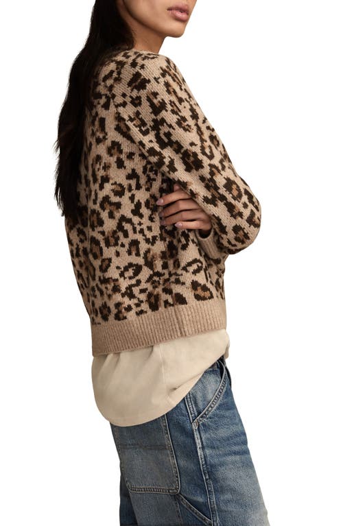 Lucky Brand Cloud Soft Leopard Crewneck Sweater In Brown