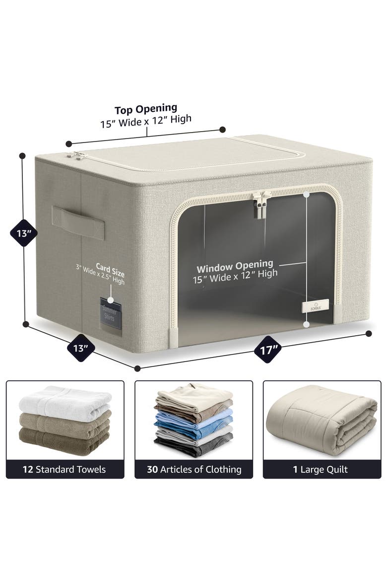 3-Pack Foldable Storage Boxes, Alternate, color, BEIGE