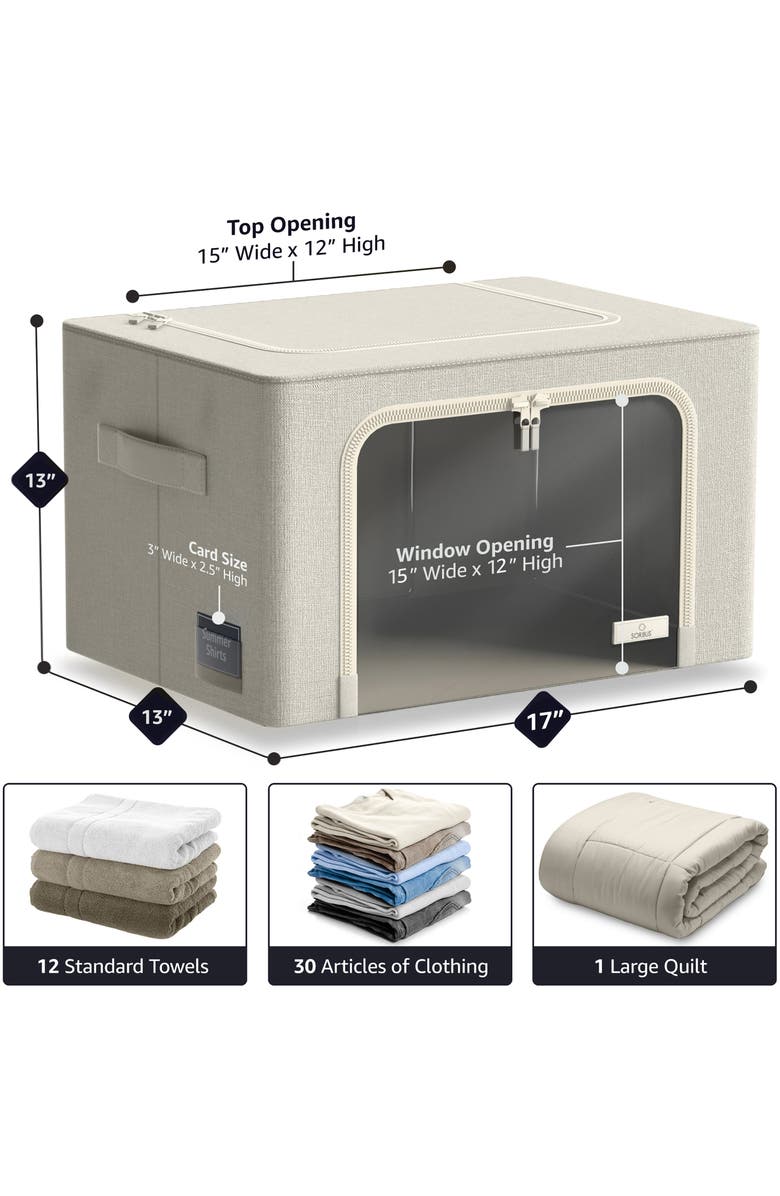 SORBUS 3-Pack Foldable Storage Boxes, Alternate, color, Beige