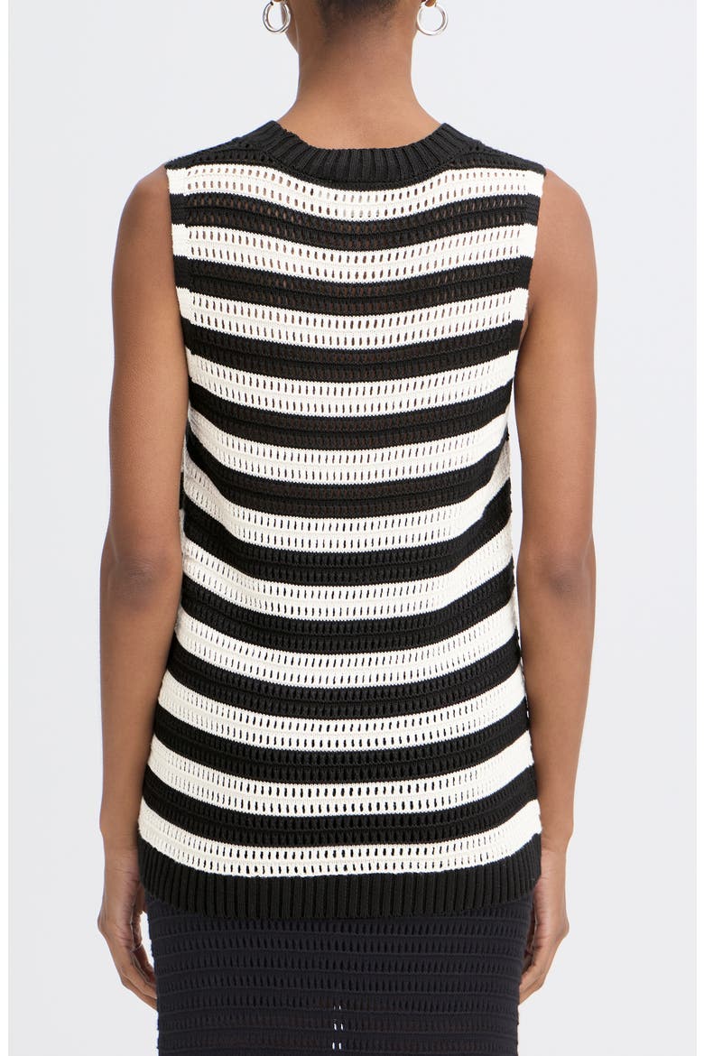 Stripe Knit Sleeveless Top, Alternate, color, BLACK W ALMOND MILK