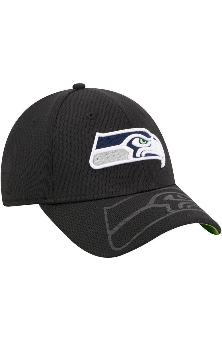 New Era Men's New Era Black Seattle Seahawks Top Visor 9FORTY Adjustable Hat, Alternate, color,