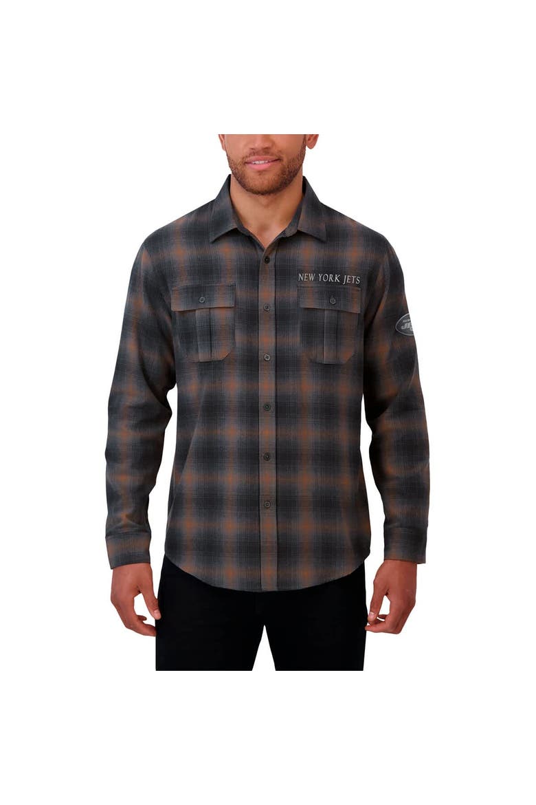 Men's Darius Rucker Collection by Fanatics Charcoal New York Jets Classic Flannel Long Sleeve Button-Up Shirt, Alternate, color, Charcoal