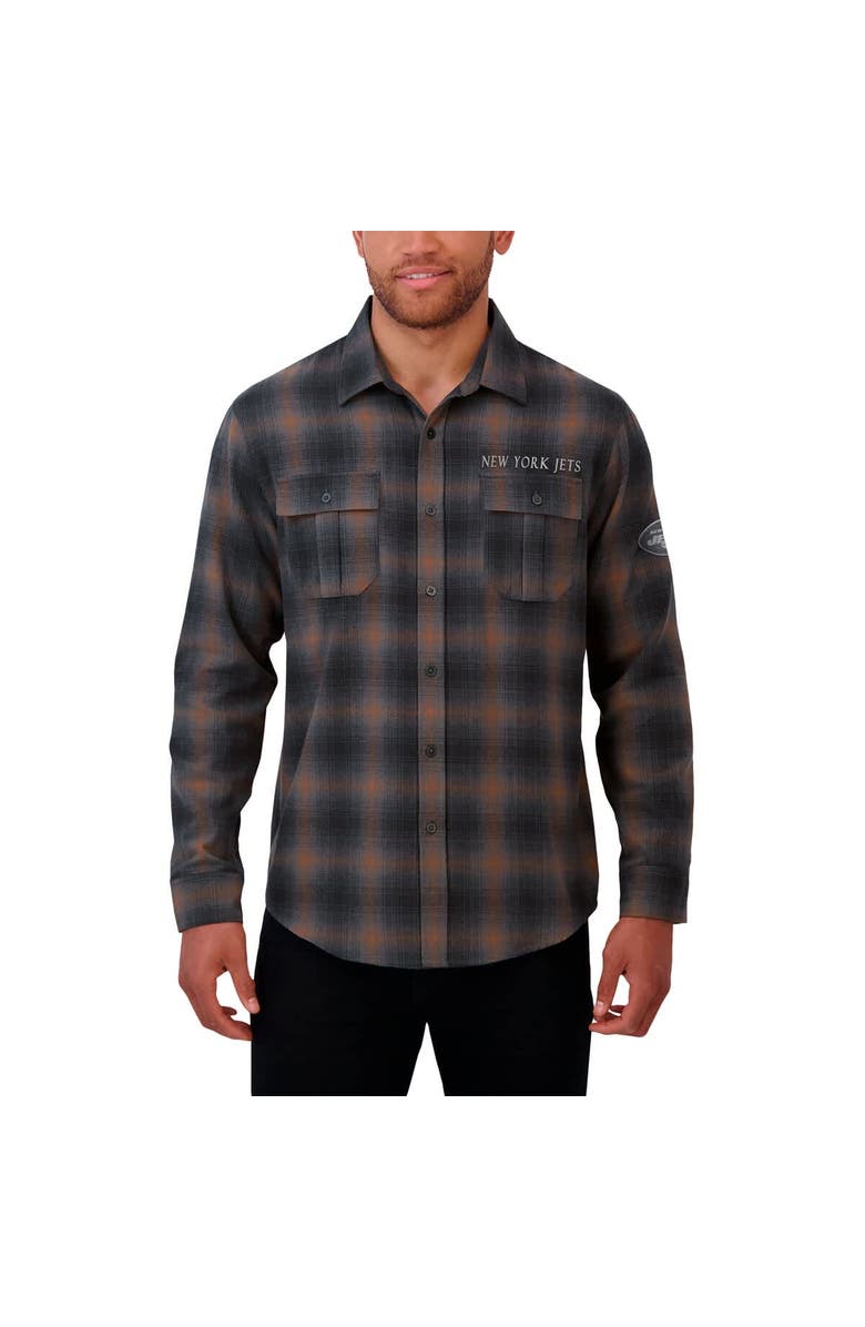 Darius Rucker Collection by Fanatics Men's Darius Rucker Collection by Fanatics Charcoal New York Jets Classic Flannel Long Sleeve Button-Up Shirt, Alternate, color, Charcoal