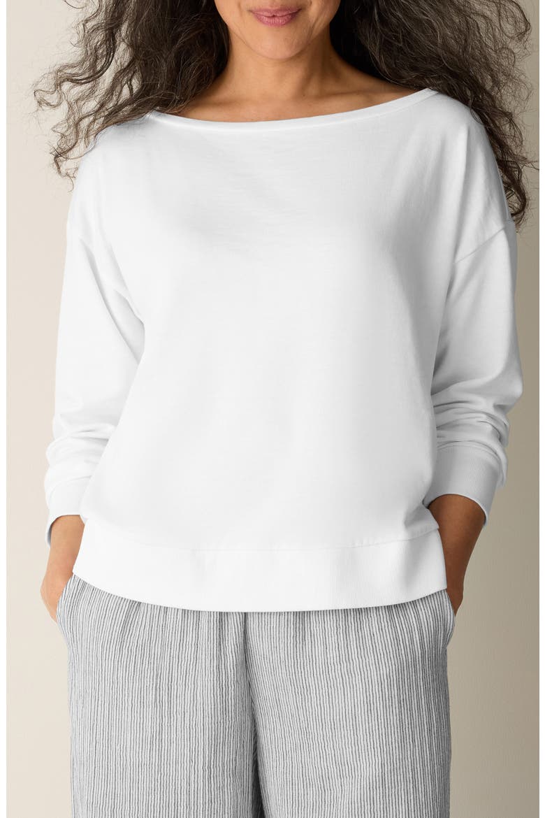Bateau Neck Organic Cotton Sweatshirt, Main, color, WHITE