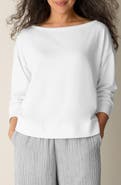 Eileen Fisher Bateau Neck Organic Cotton Sweatshirt