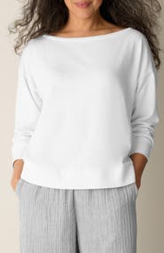Eileen Fisher Bateau Neck Organic Cotton Sweatshirt