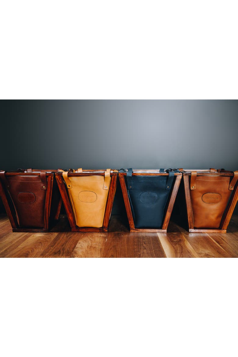 Winslow Leather Wastebasket, Alternate, color, Blue
