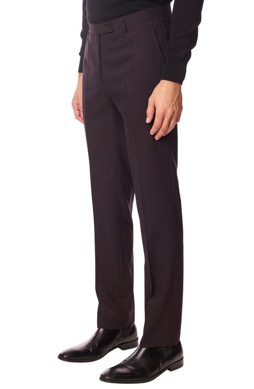 Paisley & Gray Downing Slim Fit Flat Front Grid Dress Pants In Purple