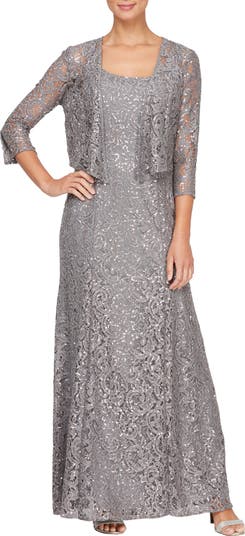 Alex Evenings Two-Piece Sequin Lace Gown & Jacket | Nordstrom