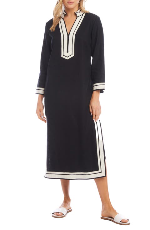 The St. Tropez Long Sleeve Linen Blend Midi Dress (Petite)