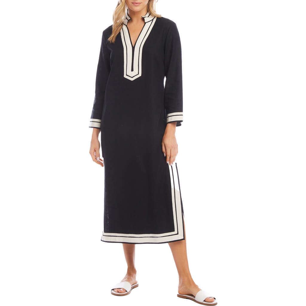 Karen Kane The St. Tropez Long Sleeve Linen Blend Midi Dress